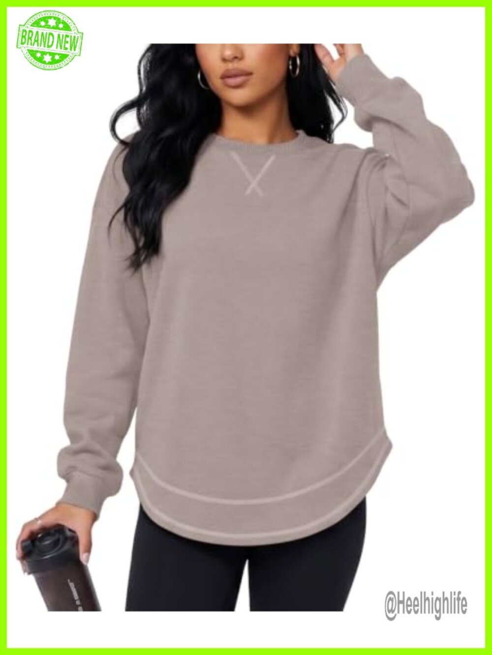 Women's Crewneck Sweatshirt Long Sleeve Oversized Side Slit Pullover Top